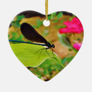 Damselfly und Rose Keramikornament