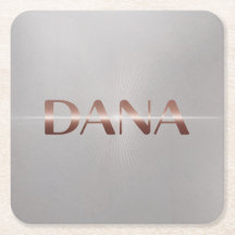 Dana Rose Gold Text Silver Untersetzer Set