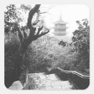 Danang Vietnam, Tempelblick Marble Mountain Quadratischer Aufkleber