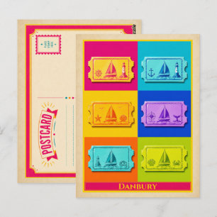 Danbury Postkarte Connecticut Mystic Ticket Vintag