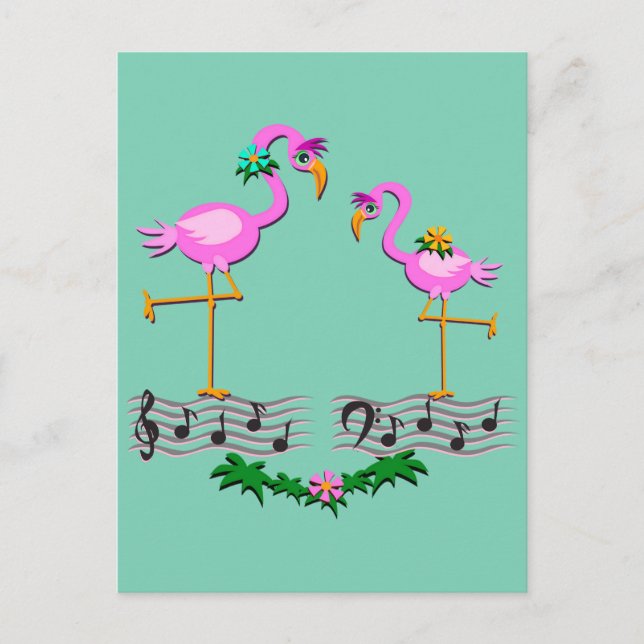 Danccing Flamingos Postkarte (Vorderseite)