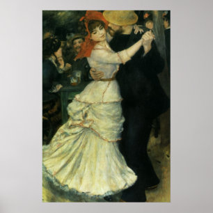 Dance at Bougival by Pierre Renoir, Vintage Art Poster
