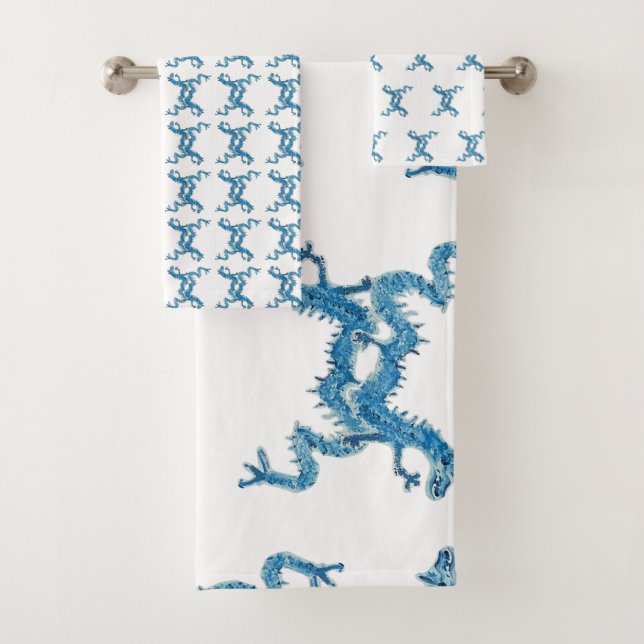 Dance Chinese Blue Dragon CC Serviette de bain (En situation)
