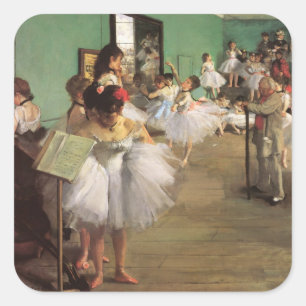 Dance Class by Degas, Vintager Impressionismus Bal Quadratischer Aufkleber
