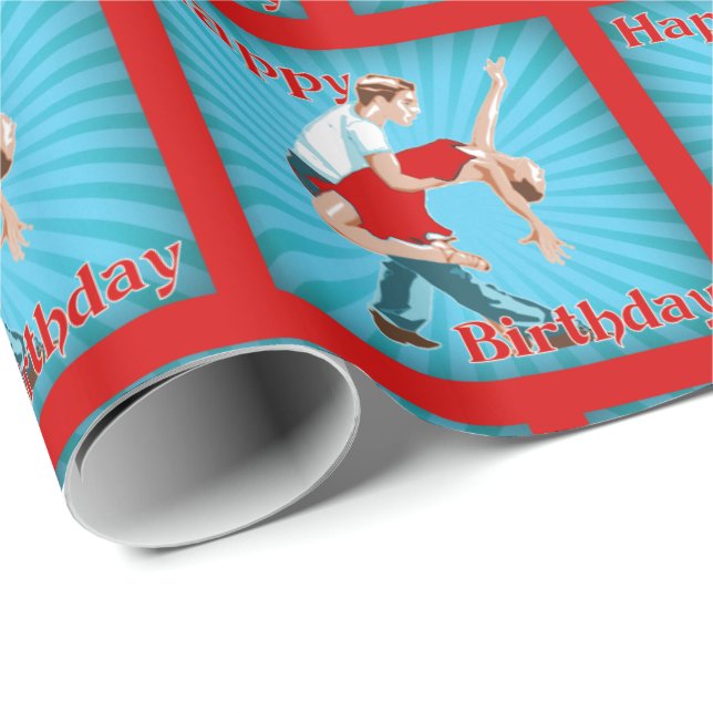 Dance Couple Happy Birthday Geschenkpapier (Rolleneckpunkt)