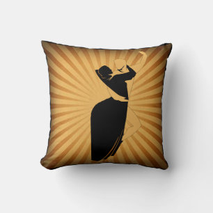 Dance Couple Tan und Black Throw Kissen