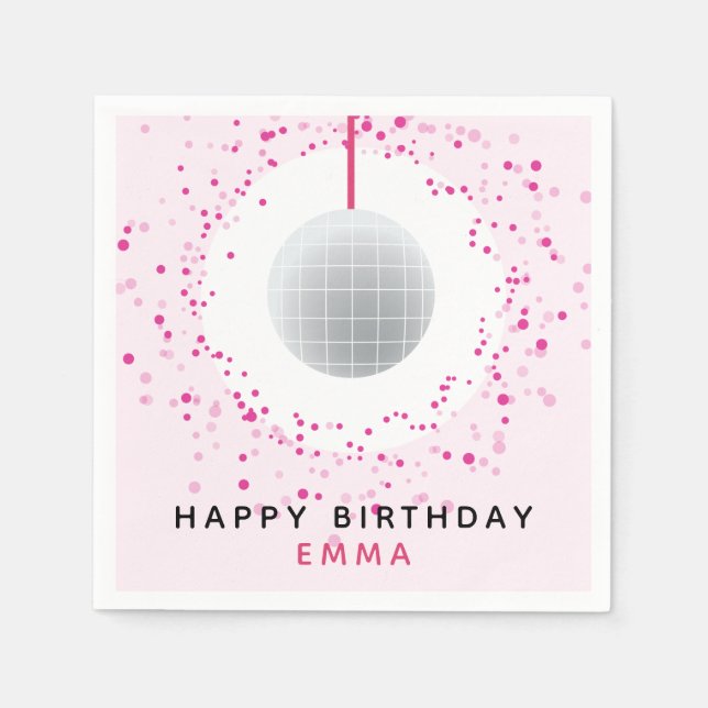 Dance Disco Ball Party Custom Pink Black Party Serviette (Vorderseite)
