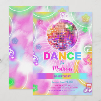 Dance Disco Party Neonfarben Einladung
