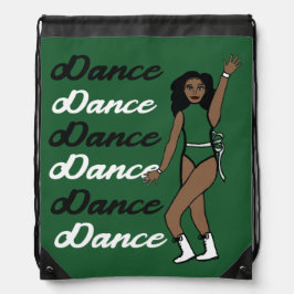 Dance Drawstring Bag ( Green White Ribbon ) Sportbeutel