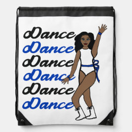 Dance Drawstring Bag ( White Blue Ribbon ) Sportbeutel