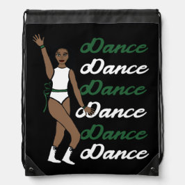 Dance Drawstring Bag ( White Green Ribbon ) Sportbeutel