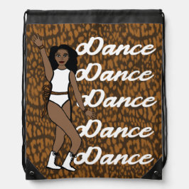 Dance Drawstring Bag ( White Leopard Ribbon) Sportbeutel