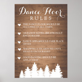 Dance Floor Rules wedding | Pine tree fun sign Poster
