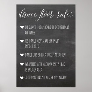 Dance Floor Rules-Zeichen   Calkboard fun sign Poster