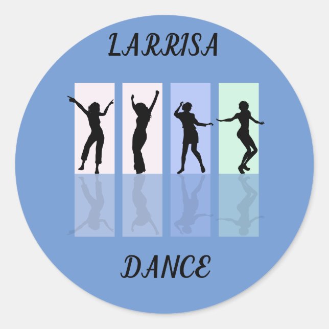 Dance glänzende Sticker. Personalisierter Name. Runder Aufkleber (Vorderseite)