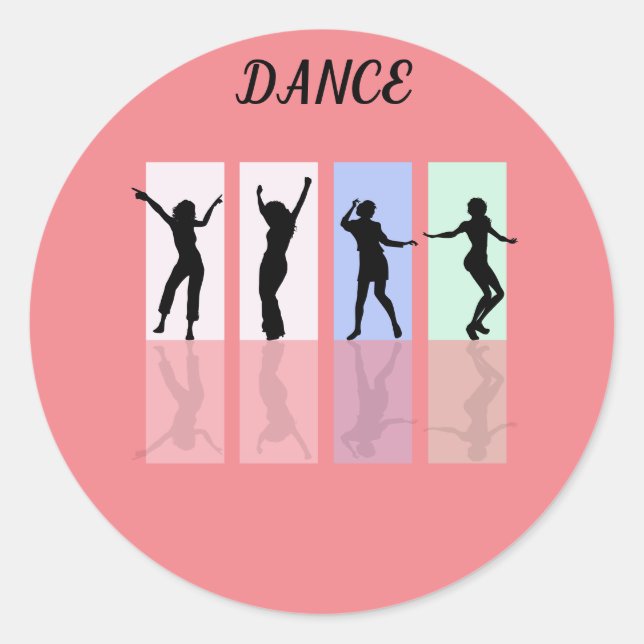 Dance glänzende Sticker. Runder Aufkleber (Vorderseite)