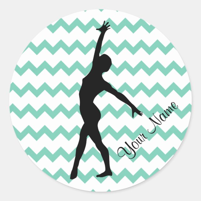 Dance Gymnastics Individuelle Name Zickzack Runder Aufkleber (Vorderseite)
