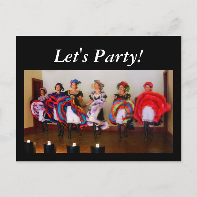 Dance Hall Girls "Let's Party!" Einladungspostkarte (Vorderseite)