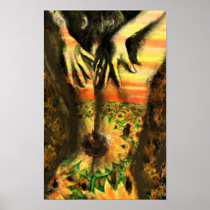 Dance Lady in Sunflowers - Original Malerei Art Poster