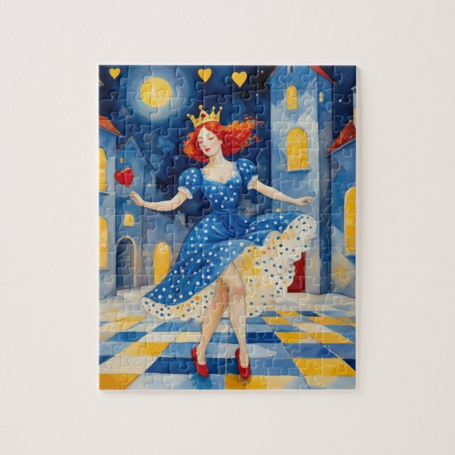 Dance Lady mit Red Hair Blue Dress Gold Crown (Vertikal)