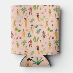 Dance Ladys, Palm Blätter Muster. Dosenkühler