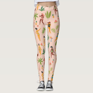 Dance Ladys, Palm Blätter Muster. Leggings