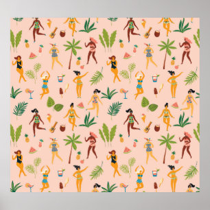 Dance Ladys, Palm Blätter Muster. Poster