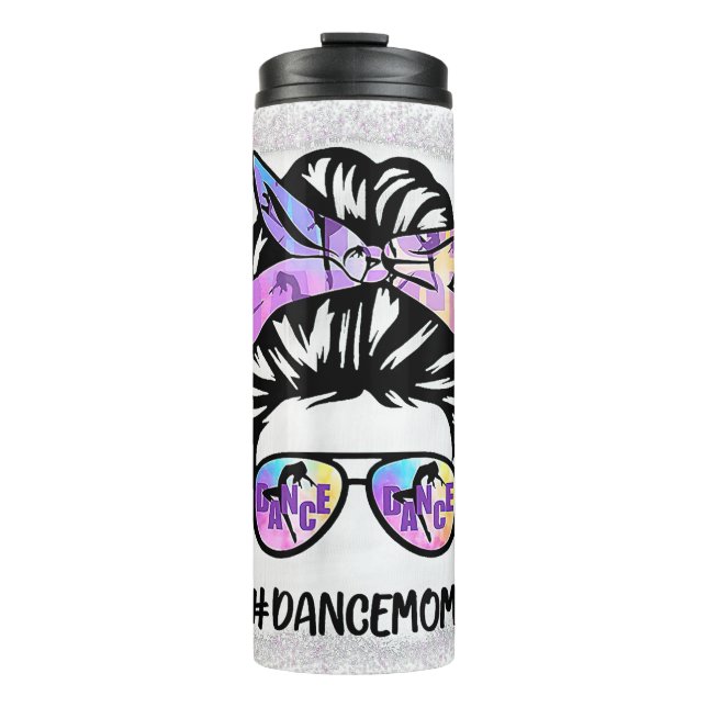 Dance Mama gebleicht Shirt Dance Life Messy Bun Thermosbecher (Vorderseite)