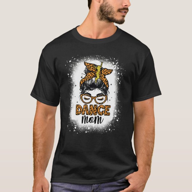 Dance Mama Leopard Messy Bun gebleicht Frauen Mutt T-Shirt (Vorderseite)