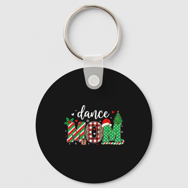 Dance Mom Christmas Buffalo Plaid Leopard Santa Ha Schlüsselanhänger (Vorderseite)