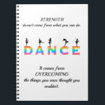 Dance, multicoloured notizblock<br><div class="desc">Inspirational Quote,  Dance,  multicoloured with female silhouette</div>