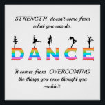 Dance, multicoloured poster<br><div class="desc">Inspirational Quote, Dance, multicoloured with female silhouette</div>