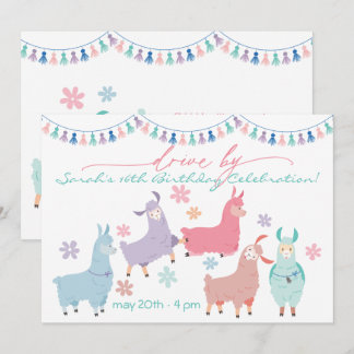 Dance no Drama Llamas Drive by Birthday Party Einladung