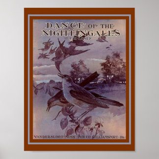 Dance of the Nightingales Vintage Music Cover copy Poster