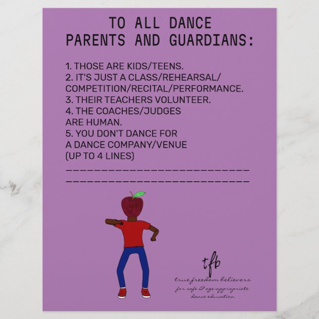 Dance Parent Erinnerung Apple Lavender Flyer (Vorne)
