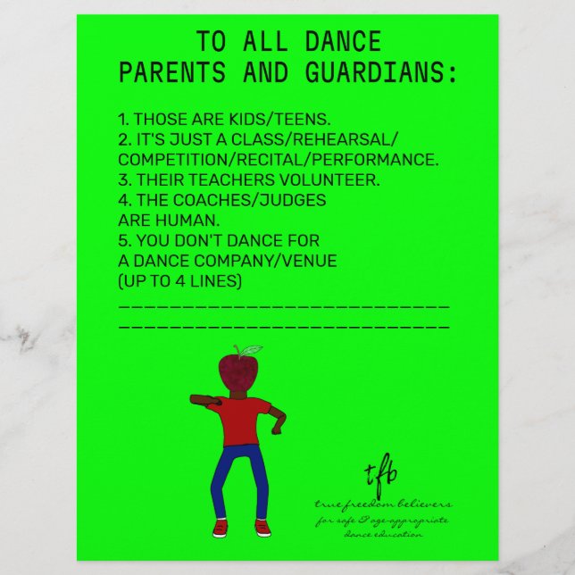 Dance Parent Erinnerung Apple Limon Flyer (Vorne)