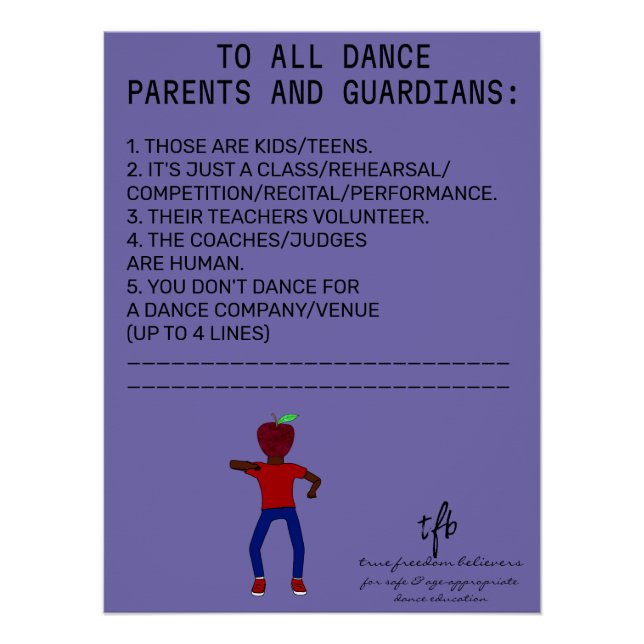 Dance Parent Erinnerung Apple Peri Poster (Vorderseite)