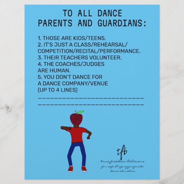 Dance Parent Erinnerung Apple Sky Blue Flyer (Vorne)