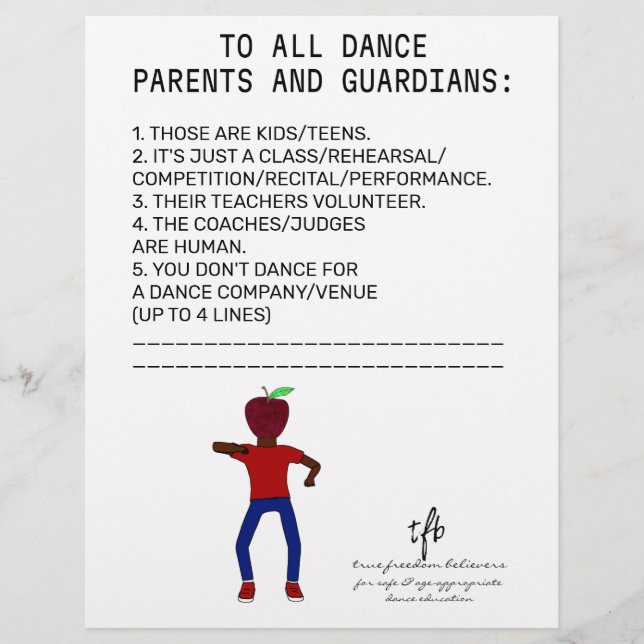 Dance Parent Erinnerung Apple White Flyer (Vorne)