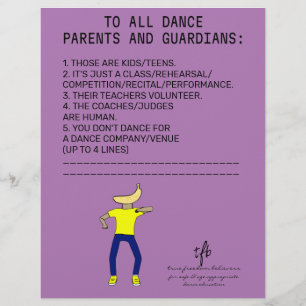 Dance Parent Erinnerung Banana Lavender Flyer