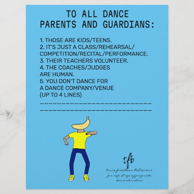 Dance Parent Erinnerung Banana Sky Blue Flyer (Vorne)