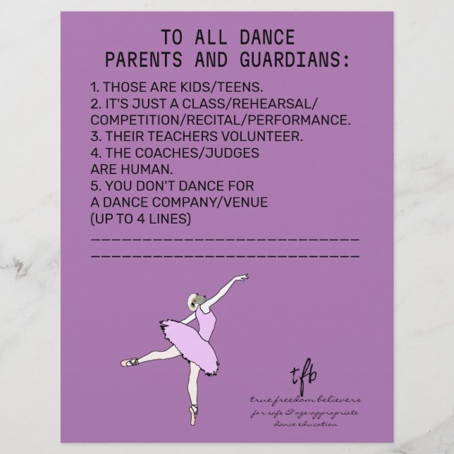 Dance Parent Erinnerung Sheep Lavender Flyer (Vorne)