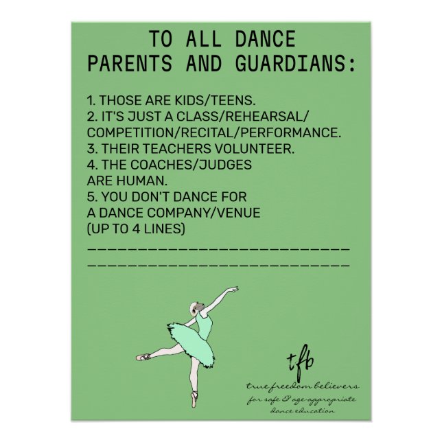 Dance Parent Erinnerung Sheep Sage Poster (Vorderseite)