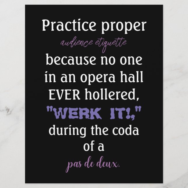 Dance Parters Audience Etiquette Lavender Flyer (Vorne)