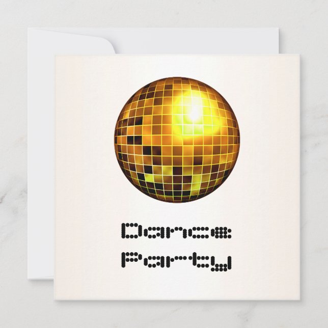 Dance Party Event White Gold Mirrorball Einladung (Vorderseite)