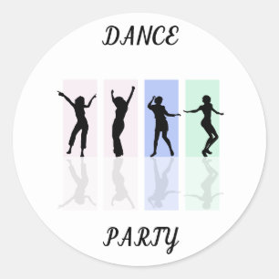 Dance Party glänzende Aufkleber. Runder Aufkleber