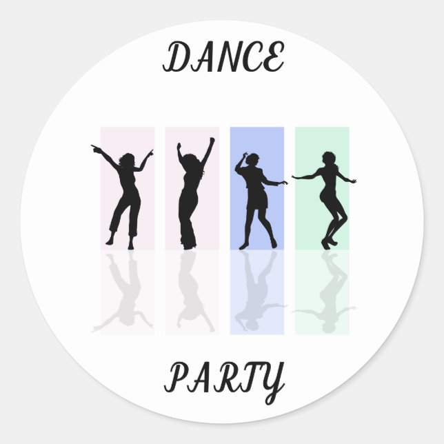 Dance Party glänzende Aufkleber. Runder Aufkleber (Vorderseite)