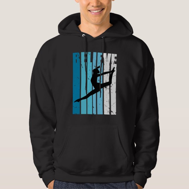 Dance Retro Believe Turquoise Dancer Dancing Fan W Hoodie (Vorderseite)