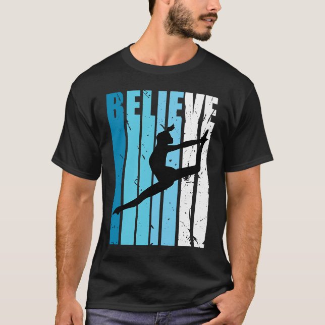 Dance Retro Believe Turquoise Dancer Dancing Fan W T-Shirt (Vorderseite)