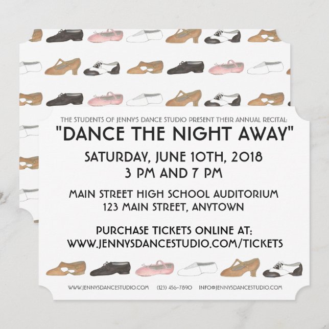 Dance School Studio Annual Erwägungsgrund Show Einladung (Vorne/Hinten)